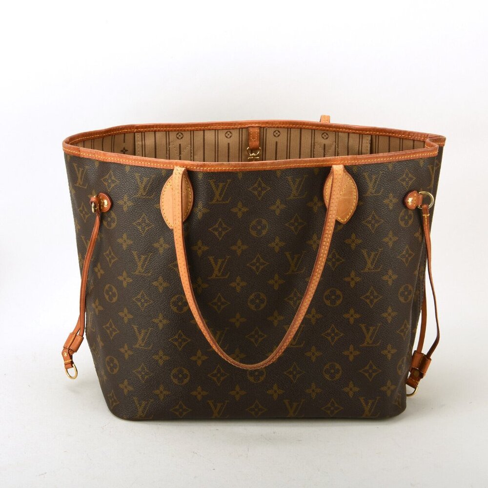 Louis Vuitton Neverfull MM Monogram Canvas Shoulder Tote Shopping Bag Wi…